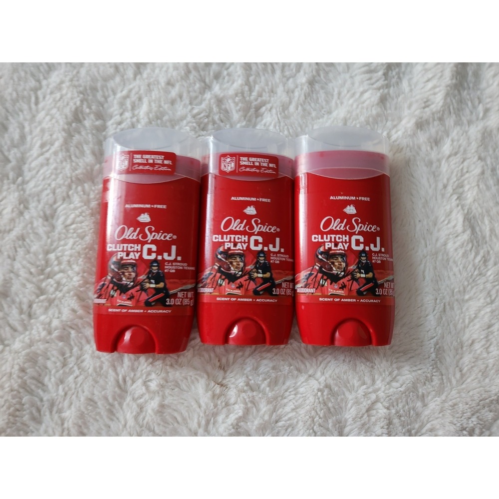 Lot of 3‎ Old Spice Clutch Play C.J. Stroud Houston Texans Deodorant 3oz NFL